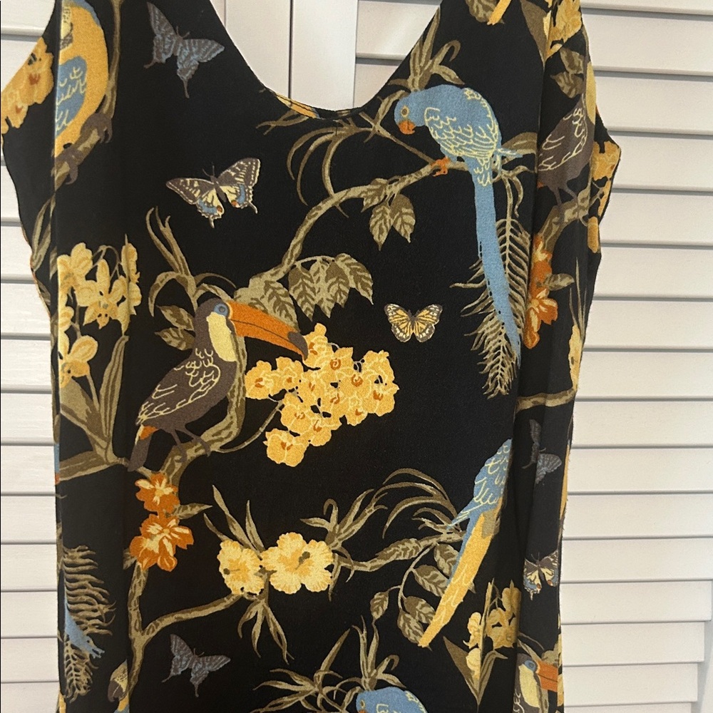 Reformation Black Bird Print Mini Dress - Picture 2 of 4